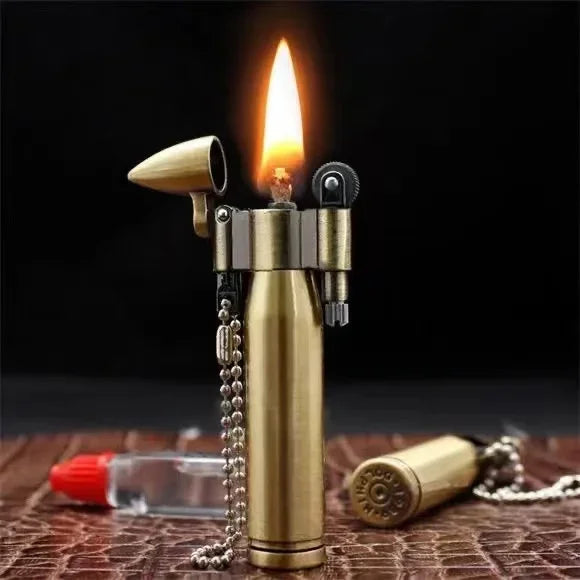 Tang Grass Vintage Flint Kerosen Lighters Flame Retro Metal Grinding Wheel Petrol  Cigarette Cool Lighters Creative Gadgets