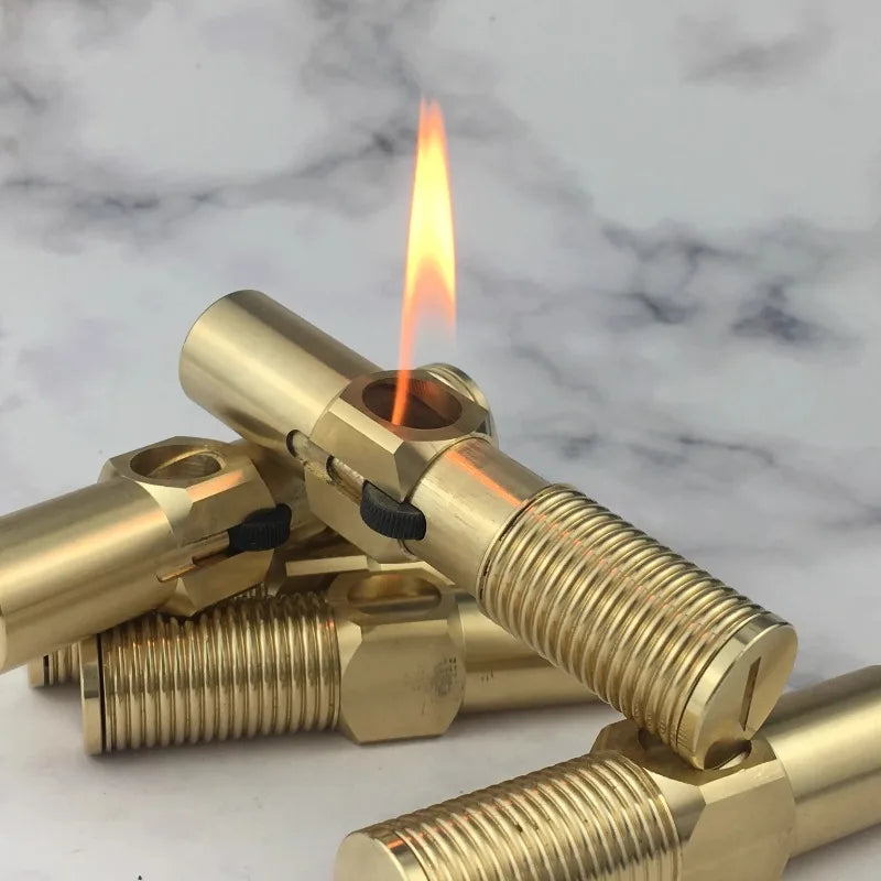 Original Handmade Brass Various Unique Shapes Retro Pure Copper Lighter Collection, Antique Pipe Machine