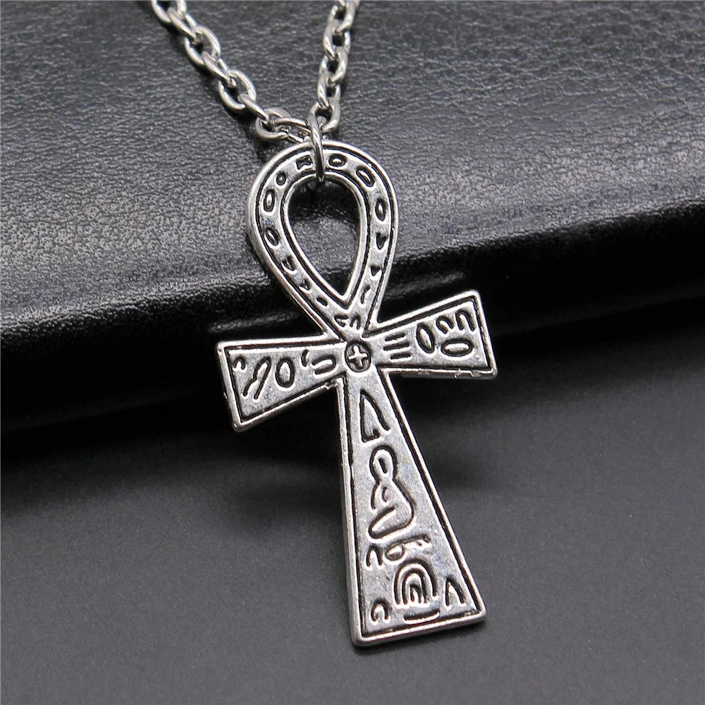 Simple Classic Fashion Cross Egyptian Ankh Life Symbol Pendant Short Long Chain Necklaces Jewelry For Women Men