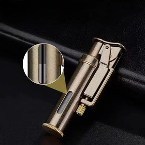Copper Kerosene Lighter Visual Oil Tank One-key Ignition Retro Nostalgic Grinding Wheel Lighter Men's Smoking Gift Tool