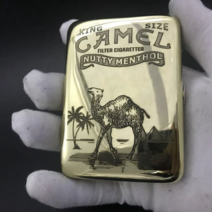 Portable Retro Brass Carved Cigarette Case: Metal Material, Holds 16 Sticks, Tobacco Storage Box Cigarette Holder, Smoking Tools
