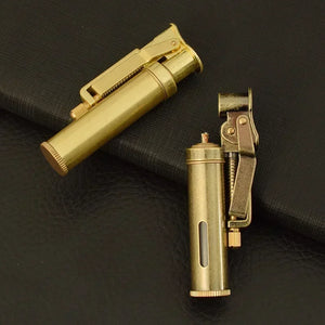 Copper Kerosene Lighter Visual Oil Tank One-key Ignition Retro Nostalgic Grinding Wheel Lighter Men's Smoking Gift Tool