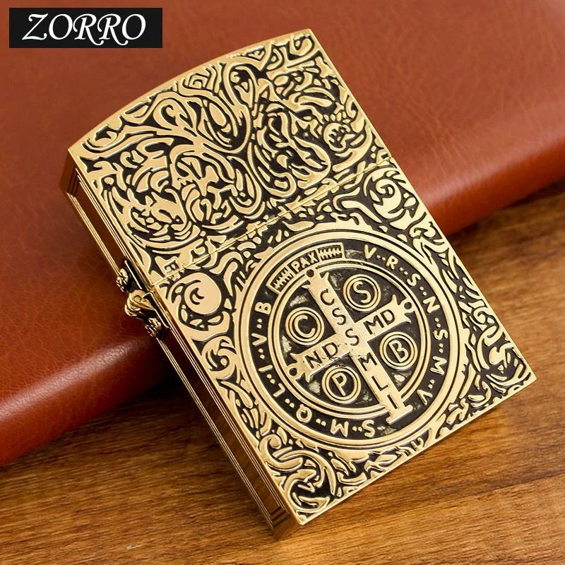 Authentic Zorro Retro High-End Waterproof Sealed Armor Constantine Kerosine Lighter Heavy Duty Metal kerosine Lighter Men's Gift