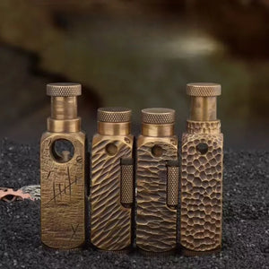 Hand-Made Brass Carved Trench  Lighter Flamidor Heavy Vintage  lighters Men's Smoking Gifts Collection