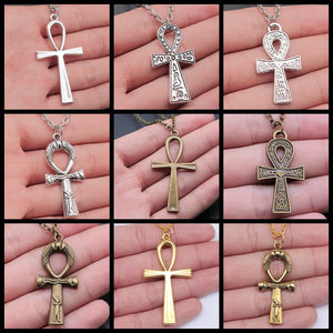Simple Classic Fashion Cross Egyptian Ankh Life Symbol Pendant Short Long Chain Necklaces Jewelry For Women Men
