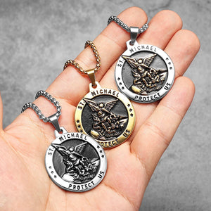 Arch Angel St.Michael Cross Wing Stainless Steel Men Necklaces Pendant Chain Amulet For Women Fashion Jewelry Gift Wholesale