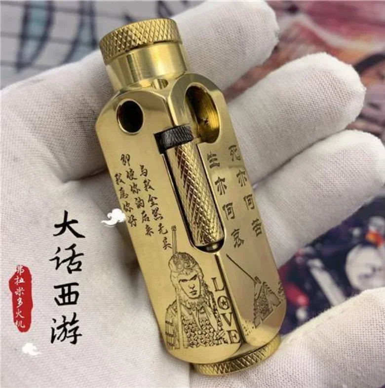 Hand-Made Brass Carved Trench  Lighter Flamidor Heavy Vintage  lighters Men's Smoking Gifts Collection