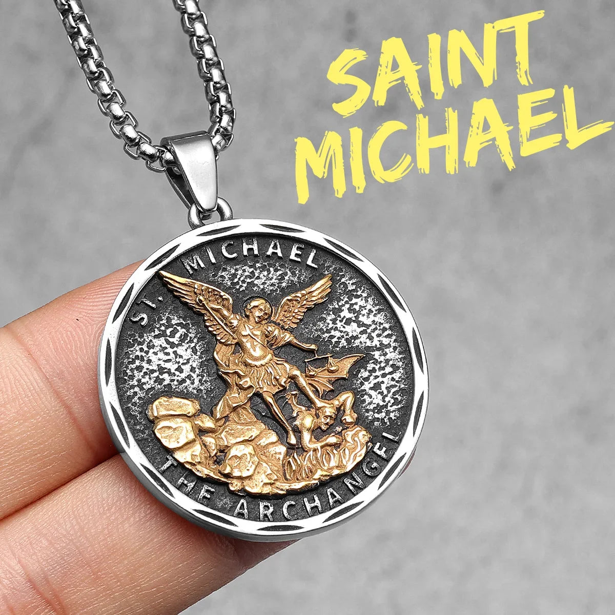 Arch Angel St.Michael Cross Wing Stainless Steel Men Necklaces Pendant Chain Amulet For Women Fashion Jewelry Gift Wholesale