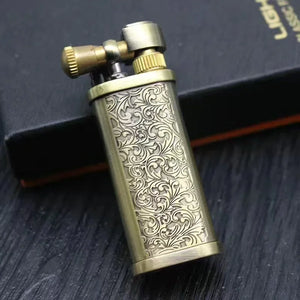 Tang Grass Vintage Flint Kerosen Lighters Flame Retro Metal Grinding Wheel Petrol  Cigarette Cool Lighters Creative Gadgets