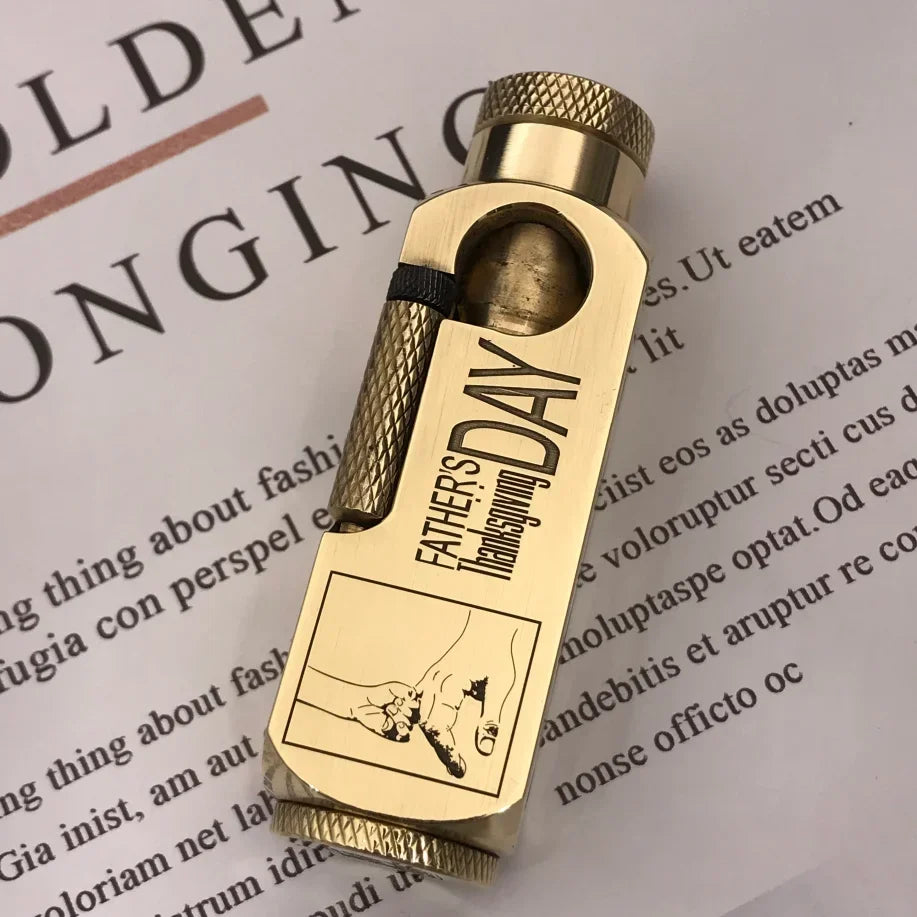 Hand-Made Brass Carved Trench  Lighter Flamidor Heavy Vintage  lighters Men's Smoking Gifts Collection