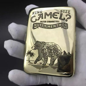Portable Retro Brass Carved Cigarette Case: Metal Material, Holds 16 Sticks, Tobacco Storage Box Cigarette Holder, Smoking Tools