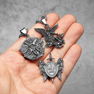 Arch Angel St.Michael Cross Wing Stainless Steel Men Necklaces Pendant Chain Amulet For Women Fashion Jewelry Gift Wholesale