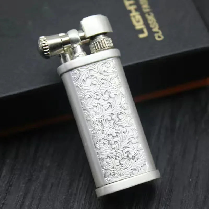 Tang Grass Vintage Flint Kerosen Lighters Flame Retro Metal Grinding Wheel Petrol  Cigarette Cool Lighters Creative Gadgets
