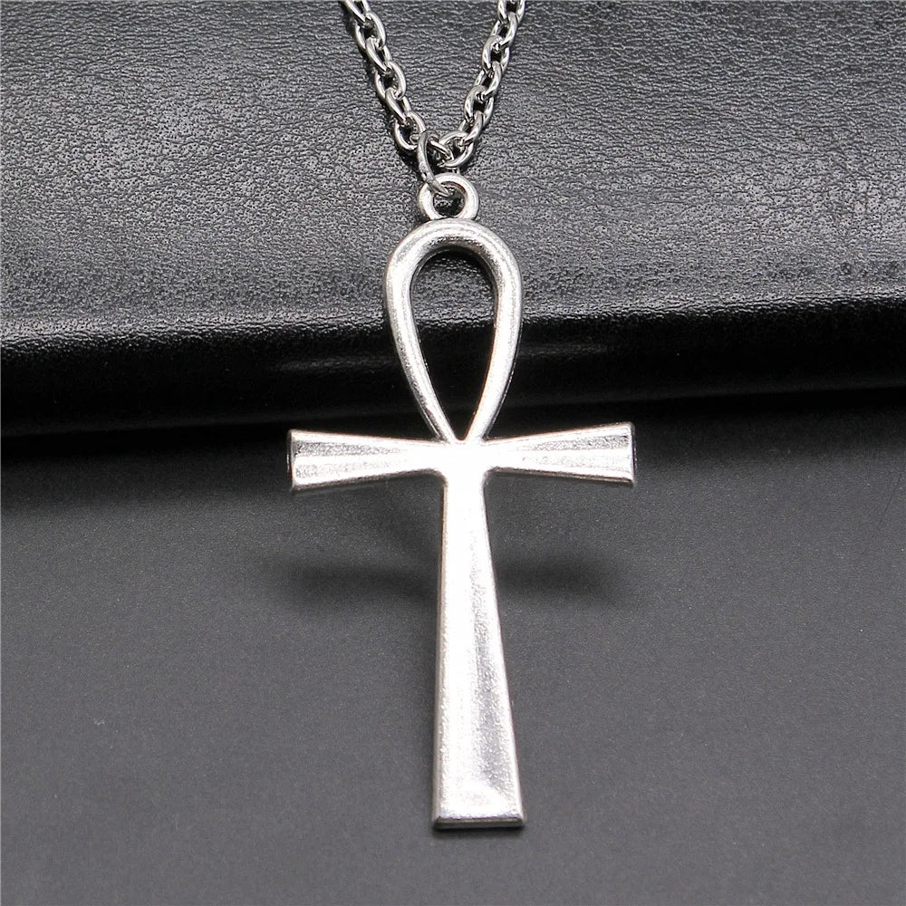 Simple Classic Fashion Cross Egyptian Ankh Life Symbol Pendant Short Long Chain Necklaces Jewelry For Women Men