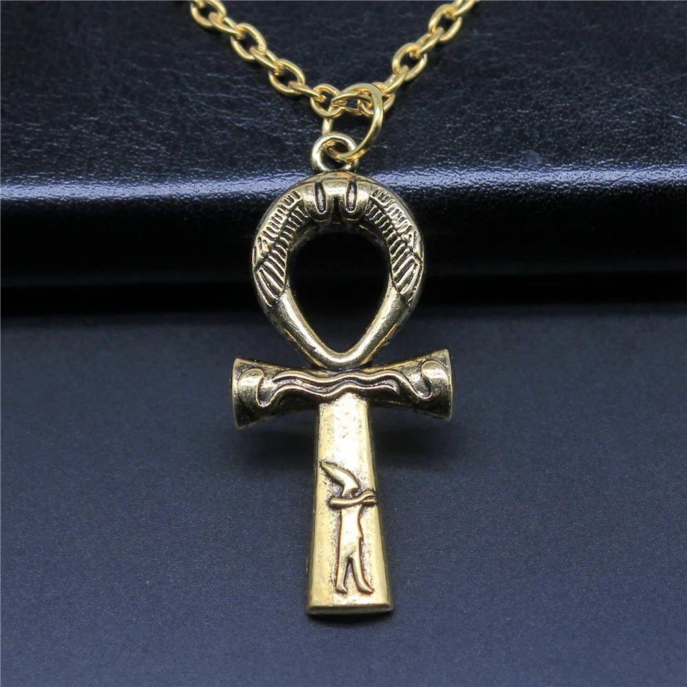 Simple Classic Fashion Cross Egyptian Ankh Life Symbol Pendant Short Long Chain Necklaces Jewelry For Women Men