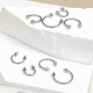 4pcs Simple Stainless Steel Nose Septum Ring Horseshoe Spiral Ear Screen Cartilage Earrings Lip  Eyebrow Piercing Jewelry Y2K